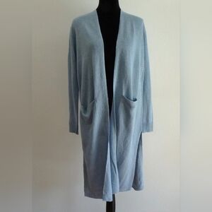 Ralph Lauren Light Blue Women's Linen Open Front Cardigan Duster with Slits Sm-M